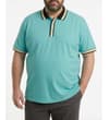 Thumbnail Front view of turquoise tipped polo shirt on model.